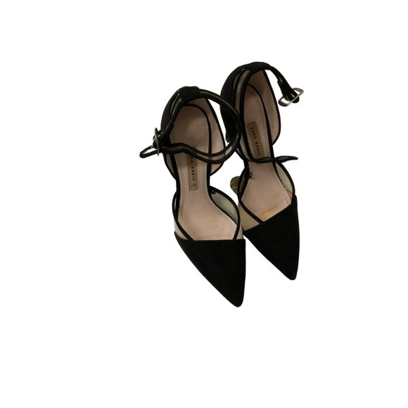 Zara Black Sueded Heels With Clear Contrast Detail & Ankle Straps - Picture 2 of 7